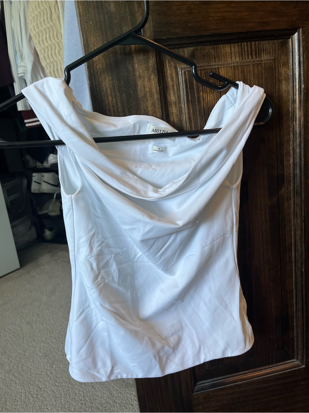 Aritzia White Draped Gallery Top